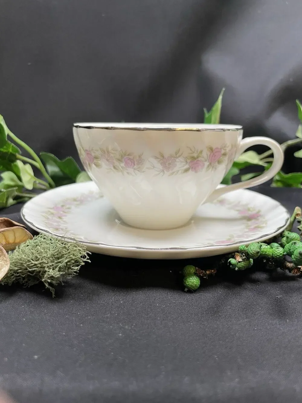 Vintage Dansico Teahouse Rose teacup and saucer set With Pink Florals